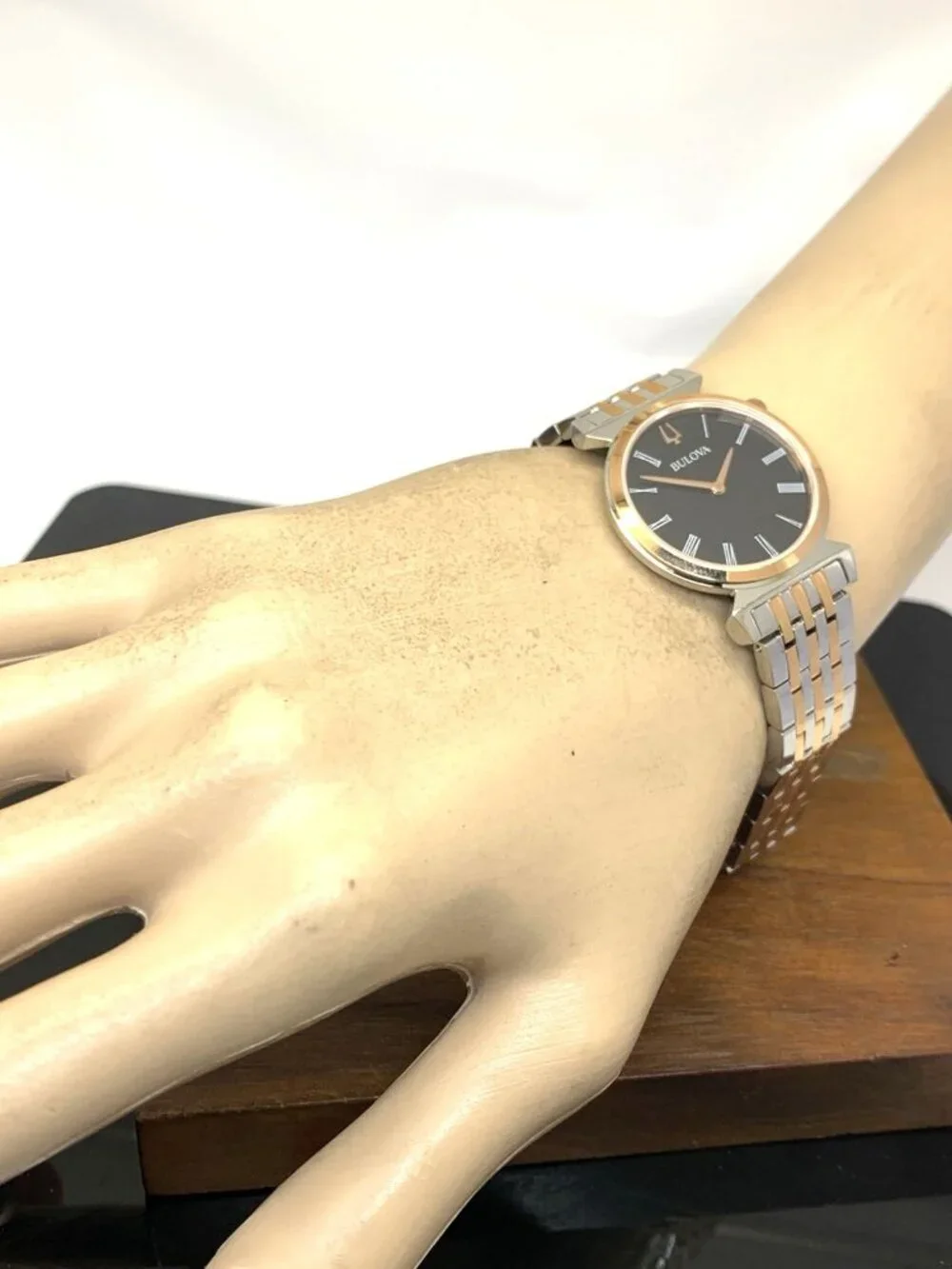 Bulova Women's Watch 98L265 Regatta Quartz Black Dial Rose Gold Silver Steel